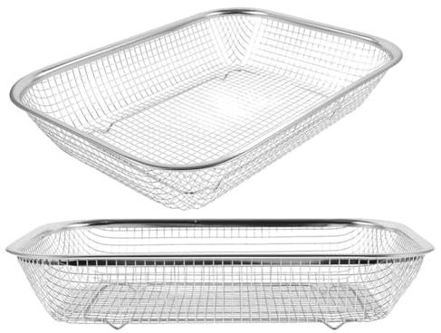 Sewroro Cestello Scolapasta in Acciaio Inox 30x22 Cm Piccolo Filtro a Rete per Verdure Frutta Drenaggio Rapido Cucina da Tavolo 2 Pezzi