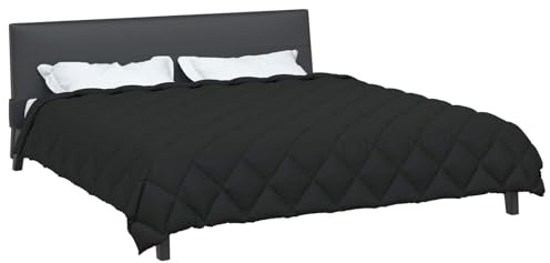 vidaXL Duvet d'hiver Noir 240 x 260 cm Microfibre, Décor de Chambre, Literie Moderne, Duvet Extra Doux, Housse Élégante, Couette Stylée, Couverture Respirante