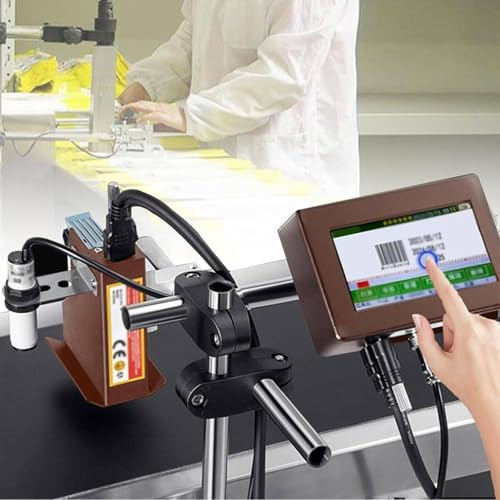 Date Coding Machine, Industrial Inkjet Printer, Batch Coder Automatic Coding Inkjet Code Barcode Quick-Drying Online Batch Coding Printer, Assembly Line Coding Machine for Wire, Carton, Egg 12.7mm
