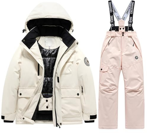 Generisch Combinaison de ski d'hiver pour garçons et filles - Chaude, thermique, pour activités de plein air par temps froid, robuste, imperméable, coupe-vent (14-15 ans)