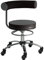 SANUS®-Gesundheitsstuhl | Rollhocker mit 360° Lehne, Fester Lehne, Sitzhöhe (46-54 cm), Stoffbezug grau/schwarz, Rollstopp-Rollen. Ergonomischer Bürostuhl, Erzieherstuhl