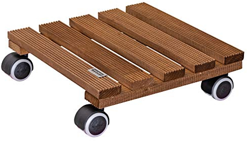 WAGNER Soporte con Ruedas para Plantas Country 28 x 28 x 8 cm I para Interior I Madera Maciza FSC®, Antideslizante, Palisandro I Capacidad de Carga 100 kg I Fabricado en la UE-20020301