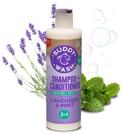 Buddy Grooming Wash 2 in 1 Dog Shampoo, Lavender & Mint, 16 oz. Bottle