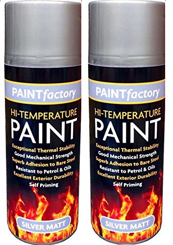 2 X Rapide 400ml High Temperature Heat Resistant Silver Matt Spray Paint Stove Exhaust Furnace Chimneys Industrial Ovens PAINTS