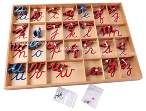 Small Cursive Moveable Alphabet-Montessori Grammar Symbols Cards with Box-Montessori Materials Language Educational Tools Preschool Learning