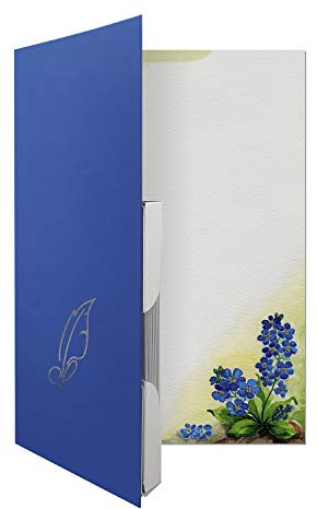 Briefpapiermappe Vergissmeinnicht BM351 – 20 Blatt Designpapier A4, 15 Umschläge B6, – Hochwertiges Motivpapier Geburtstag, Einladung, Jubiläum, Liebesbrief, Vergissmeinnicht – Druckerpapier 90 g/m²