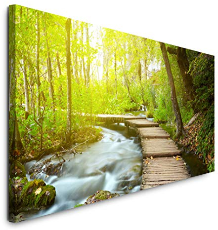 Paul Sinus Art GmbH Steg mit mit Wasser 120x 50cm Panorama Leinwand Bild XXL Format Wandbilder Wohnzimmer Wohnung Deko Kunstdrucke