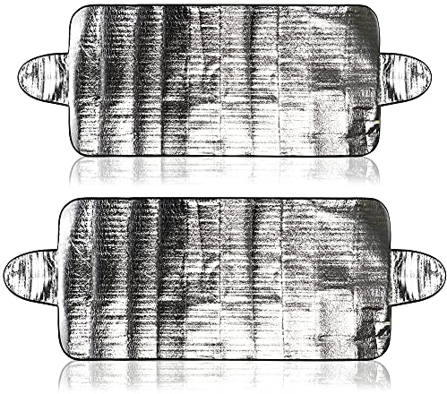 COM-FOUR® 2x Couverture pour le pare-brise en hiver et en été - également contre les rayons UV - couverture voiture