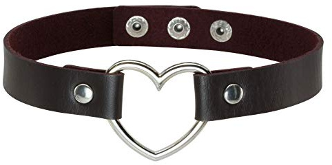 MILAKOO PU Leder Choker Damen tiefbraun Halskette goth Herz Halsband frauen vintage love heart
