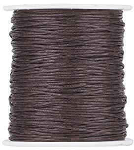 PandaHall - Cordón de algodón trenzado de 100 yardas/rollo de 1 mm, cuerda de algodón encerado para hacer joyas (marrón coco)