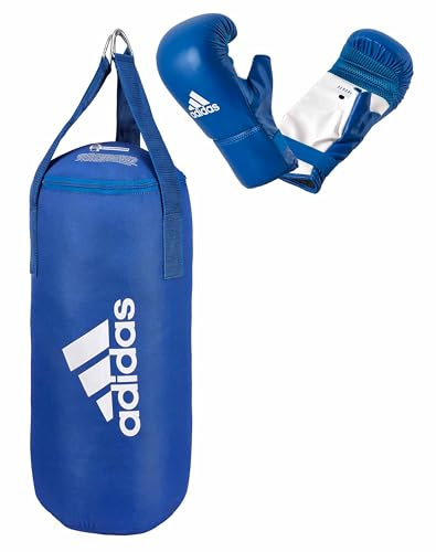 adidas Boxing-Set Blue Corner, Boxsack-Kit 80 x 30 cm – 18 kg, inkl. Boxhandschuhen Unisize, blau/weiß | 80 x 30 cm, 18 kg, inkl. Boxhandschuhen Unisize