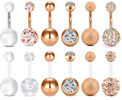 Rajnard Schlange Bauchnabelpiercing Bauchnabelpiercing 10mm 14G Chirurgenstahl Silber mit Herz Diamant Opal Bauchnabelpiercing SchmetterlingBauchpiercing für Damen