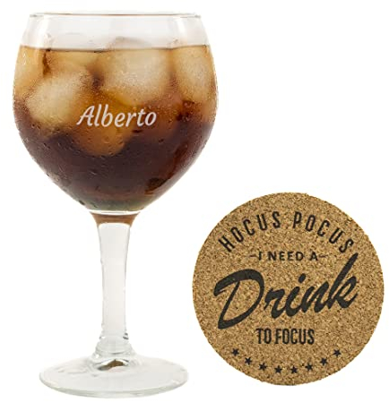 Copa Havana de 62 cl Personalizada con Nombre y Posavasos de regalo· Copa de Combinado en forma de Balón perfecta para cualquier Bebida · Ideal como para amigos y familiares