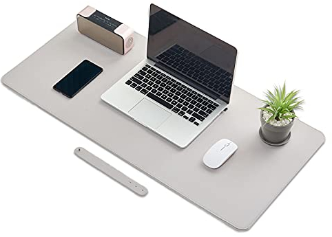 Natürlicher Kork & Leder zweiseitige Schreibtischunterlage, Büro-Schreibunterlage, doppelseitige Schreibtischunterlage für Laptop Desktop, Schreibtischschutz für Büro Home Gaming (91.4x43.2 cm, grau)