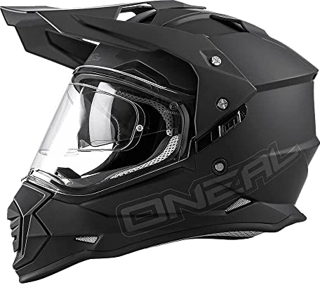 O'NEAL | Casco da moto | Enduro Motorcycle | Aperture di ventilazione per il massimo flusso d'aria e raffreddamento, calotta in ABS | Sierra Helmet FLAT V.23 | Adulto | Nero | Taglia S