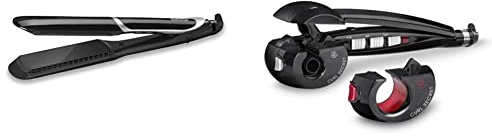 BaByliss Sleek Control Wide Glätteisen mit Ionen-Technologie und extra langen & breiten Platten ST397E & Paris Curl Secret Ionic 2, automatischer Lockenstyler mit 2 Aufsätzen, C1300E schwarz