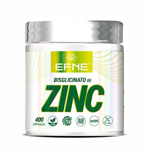 Zinc 25 mg | Bisciglinato de ZINC | Alta dosificación | 400 Cápsulas - Suministro para MAS de un año | 100% Vegano - Sin gluten |Antioxidante,ayuda al sistema inmunológico, piel,cabello y vista | EFNE