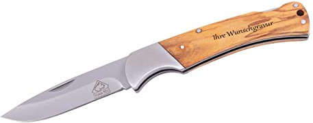 Puma Tec Taschenmesser Olivenholz, mit Namensgravur auf dem Griff