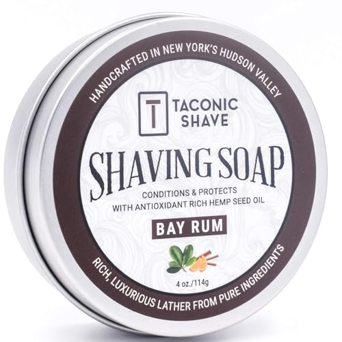 Taconic Shave Barbershop Quality Shaving Soap for Men with Anti-Oxidant Rich Seed Oils – Moisturizing Shaving Soap for All Skin Types (Bay Rum)