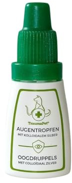 TraumaPet Augentropfen Hund & Katzen mit Kolloidales Silber | Reinigt & Befeuchtet Augen | Für rote Augen, Reizung & Tränenflecken | Unterstützt Augenpflege & tägliche Anwendung | 10 ml Tropfflasche