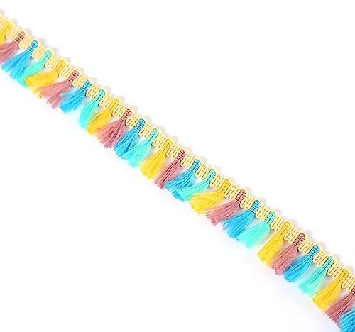 Wambere 10 Yards 2.2 cm Breite Buntes Quastenband,Quasten Fransenbesatz Spitzenbesatz Fransen Borte Stoff Band Spitzenband,für DIY Nähen Kostüme Bekleidung Vorhang Tischdecke Hochzeit Deko,Grün