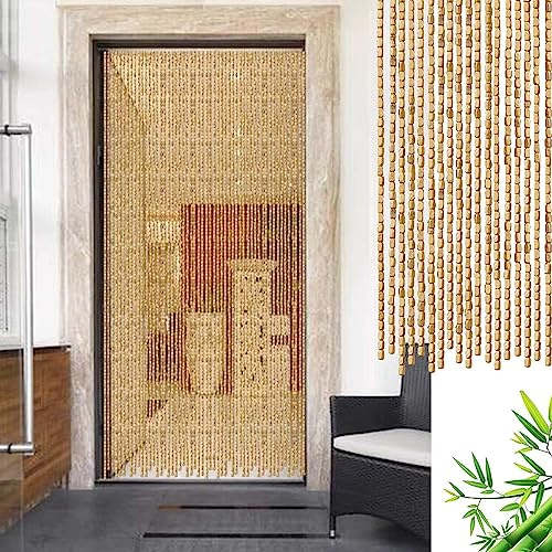 Natural Bamboo Beaded Curtains,Wooden Bead Door Curtains,String Curtains,Hanging Partition Decorative Curtain,Doorway Beaded Curtains Fly Screen,for Patio Kitchen Balcony,W×H-120strands(120×200cm)