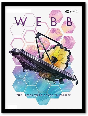 Artery8 NASA James Webb Space Telescope 1st Anniversary White Decor Space Aesthetic Bedroom Decor Artwork Framed Wall Art Print 18X24 Inch