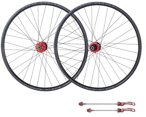 MTB Laufradsatz 26 27.5 29 Zoll Schnellspanner Vorderrad Hinterrad Laufräder Scheibenbremse Mountainbike Laufrad Satz Abgedichtete Lagernaben (Color : Red, Size : 26inch)