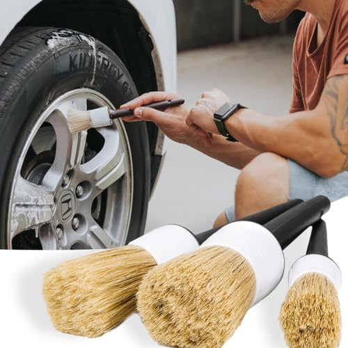 AKSXU Auto Reinigungspinsel, 5 Stück Detailing Pinsel Auto, Premium Auto Detailing Bürsten, Ultraweich für Schonende Reinigung Auto Innen & Außen, Reinigungsbürste Kit für Autopflege und Staubwischen