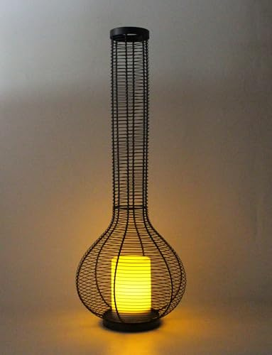 Solar Laterne XXL 75cm Höhe mit LED Kerze Solarlampe Solarleuchte Lampe Gartenleuchte Gartenlampe Solarlaterne Schwarz