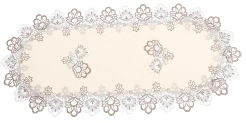 OKUMEYR Eleganter Ovaler Tischläufer Aus Hochwertiger Wasserlöslicher Spitze Stilvolle Tischdeko Für Hochzeit Party Und Restaurant Für Gemütliche Essbereiche Und Besondere Anlässe