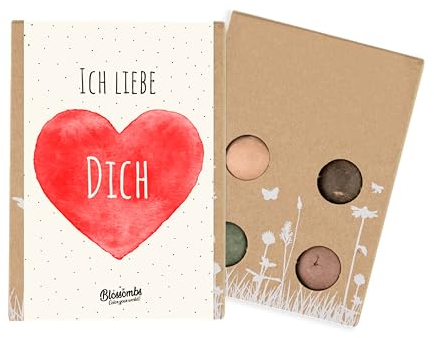 Blossombs Samenbomben Geschenkbox Mini Valentinstag - Ich Liebe Dich - Blumen Geschenk mit 4 Saatbomben - Saatgut Blumensamen Geschenk für Bienen und Schmetterling Blumenbombe Seed Bombs
