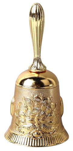 Handglocke, Metall-Rufglocke, Abendessenglocke, Retro-Restaurant-Serviceglocke Mit Eingraviertem Pfauenmuster, Messing, Dekorative Hochzeitsglocken, Serviceglocke, Rufglocke, Weihnachtsglocke(#01)