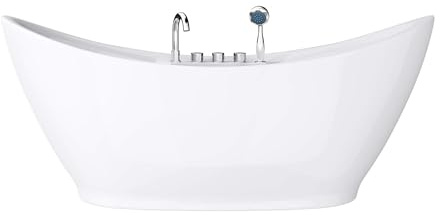 doporro Freistehende Design-Badewanne 180x80x80cm Acryl mit Armatur | Badewanne komplett mit Ablaufgarnitur inkl. Armatur und Überlauf aus Acryl in Weiß und DIN-Anschlüssen Vicenza603