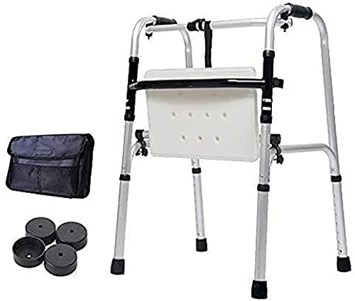 Rollator für ältere Menschen, leicht, zusammenklappbar, mit Sitz, Badewannenbrett, Hilfs-Gehstock mit rutschfester Rückenlehne, L-Sharing
