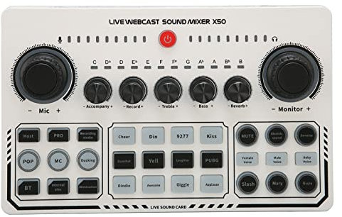 Tarjeta de Sonido en USB, 12 Efectos de Sonido Cálidos Modo de Evasión Inteligente Puerto en de Conversación Dual Aleación de Aluminio Interfaz de 3,5 Mm Mezclador de