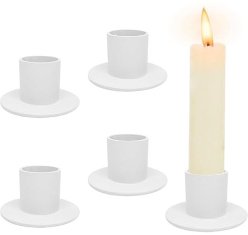 4 Stück Weiß Kerzenständer,Retro Candlelight Dinner Kerzenhalter, für Wohn,Esszimmer und Schlafzimmerdekoration Kamindekoration