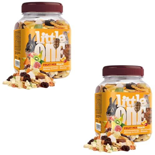 Little One Fruit Mix | Paquete Doble | 2 x 180 g | Alimento complementario para roedores y Conejos Enanos | con Frutas secas como plátano, piña, pasas, Coco y más