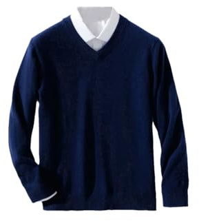Hamthuit Maglione da Uomo in Cashmere Caldo Pullover a V-Collo Maglieria in Lana Uomo, blu navy, 4XL