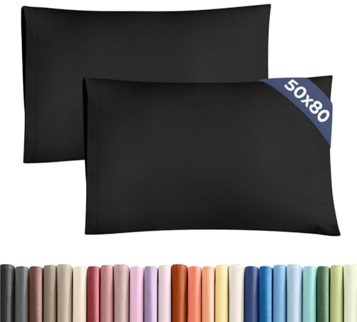 Funda de Almohada 50x80 Pack de 2 - Microfibra Lavable a Máquina - Negro