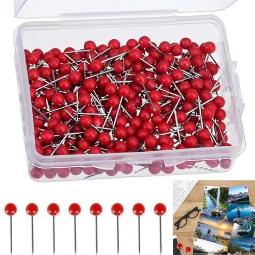 Map Pins, Weltkarte Pinnwand Kleine Rote Karte Daumennadeln,Reißnägel,Mit Transparente Box, Pins für Markieren,DIY,Kork Boards,Bulletin Board, 400 Stück