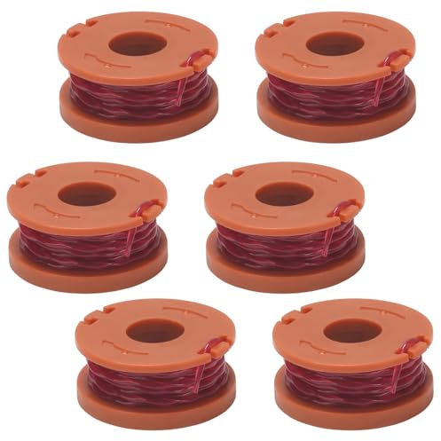 COEWUR 6 Pcs Replacement Strimmer Line for Worx, Lawn Mower Strimmer Spool, Grass Trimmer Spool Replacement Lawn Mower Line for Worx WG151 WG154 WG155 WG160 WG163 WG175 WG180