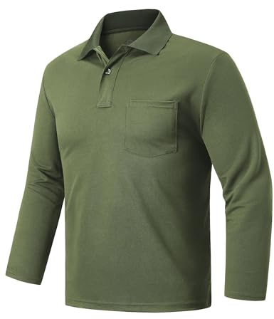 Outdoor Ventures Herren Poloshirt Langarm schnelltrocknend Polohemd | UPF50+, Leicht, Brusttasche, 2-Knopfleiste, Atmungsaktiv, 4-Wege-Stretch, Feuchtigkeitsableitend, für Outdoor Golf