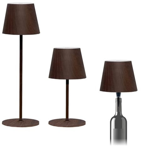 Wiby Lampada da Tavolo Ricaricabile 3-in-1 200 lm 4W, 3 CCT 3000K/4500K/6000K, Dimmer Touch, Batteria 1800 mAh USB-C, Lampada per Bottiglia o con Supporto a Due Altezze, Corpo in Metallo