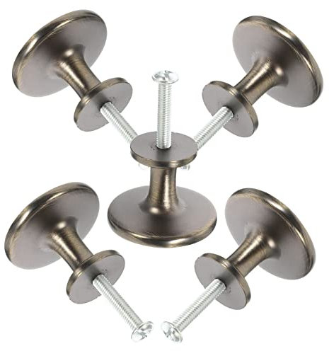 OSALADI 5pcs Vintage Style Drawer Handles Round Pulls for Dresser Cabinet Wardrobe Easy Install