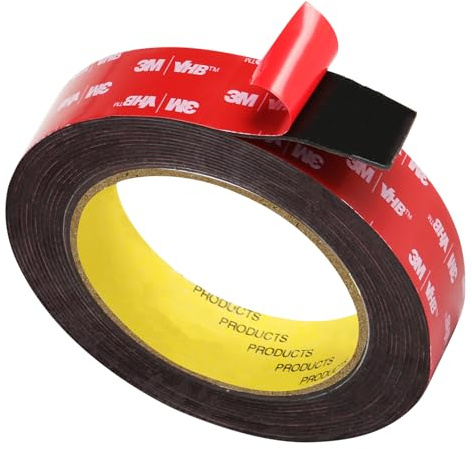 Czuibbou Doppelseitiges Klebeband, Extra Stark Klebend, Hergestellt aus originalem 5952 Rohmaterial, 25mm x 5M, 1.1 mm dickt, Wasserfest und Hochtemperaturbeständig für Auto, Heimdekoration