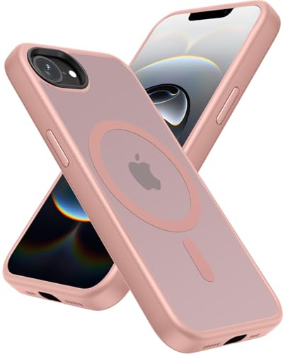 Miimall Handy Hülle für iPhone 16e Slim Case für Mag Safe, Anti-Rutsch Rugged Sturzsicher Stoßfest Magnetkraft Schutzhülle Matte Touch Ultra Dünn Schlank Slim Fit Pink Cover für iPhone 16e Cover Rosa