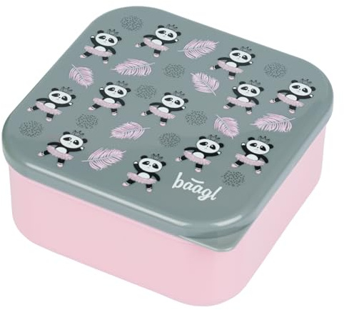 Baagl Lunchlåda för barn – 4-i-1 matlåda från stor till liten – snackslåda för skola och dagis – matlåda, brödlåda, pauslåda, smörbrödlåda, snackslåda (panda)