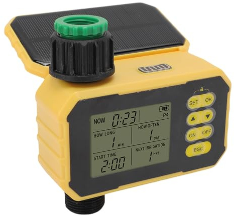 Timer di Irrigazione del Pannello Solare, Timer D'acqua Intelligente con Sensore Pioggia, Controller di Irrigazione Valvola di Irrigazione Automatica per Prato Tubi Giardino