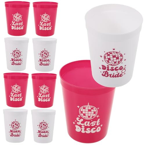 ULTECHNOVO 10pcs Unbreakable Reusable Plastic Beverage Cups for Juice Disco Bachelor Party Events Elegant Design for Weddings Dances Gatherings